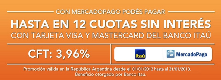 MercadoPago. 12 cuotas sin inters con Visa de Banco Ita